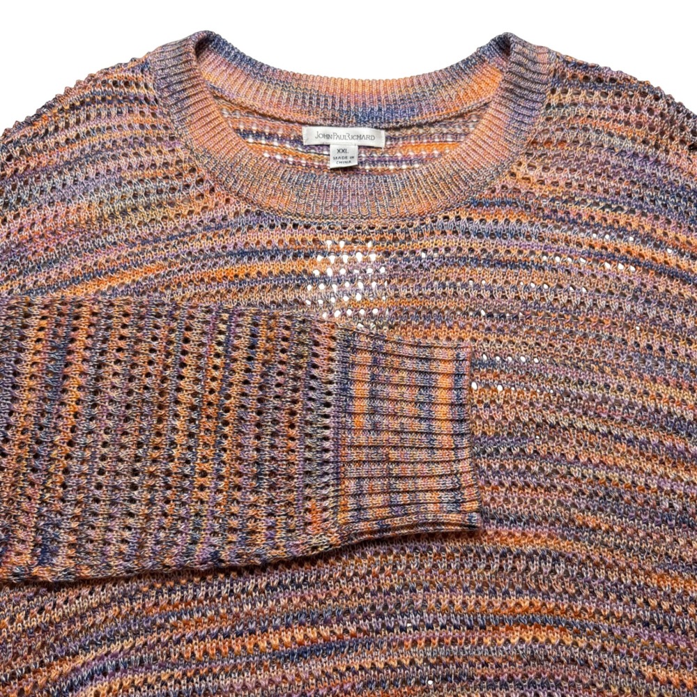 John Paul Richard Womens XXL Multi Color Knit Sweater Boho Lagenlook Cozy Indie